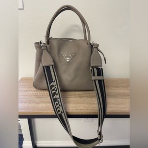 Prada Large Grey Leather Handbag